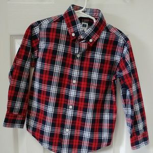 Janie &Jack red/white/navy plaid button down sz 3
